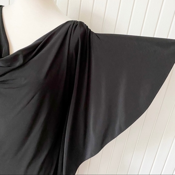 NWT Eliza J Black Sheath Cocktail Party Dress with One Side Wing Sleeve Size 10 - Picture 6 of 16